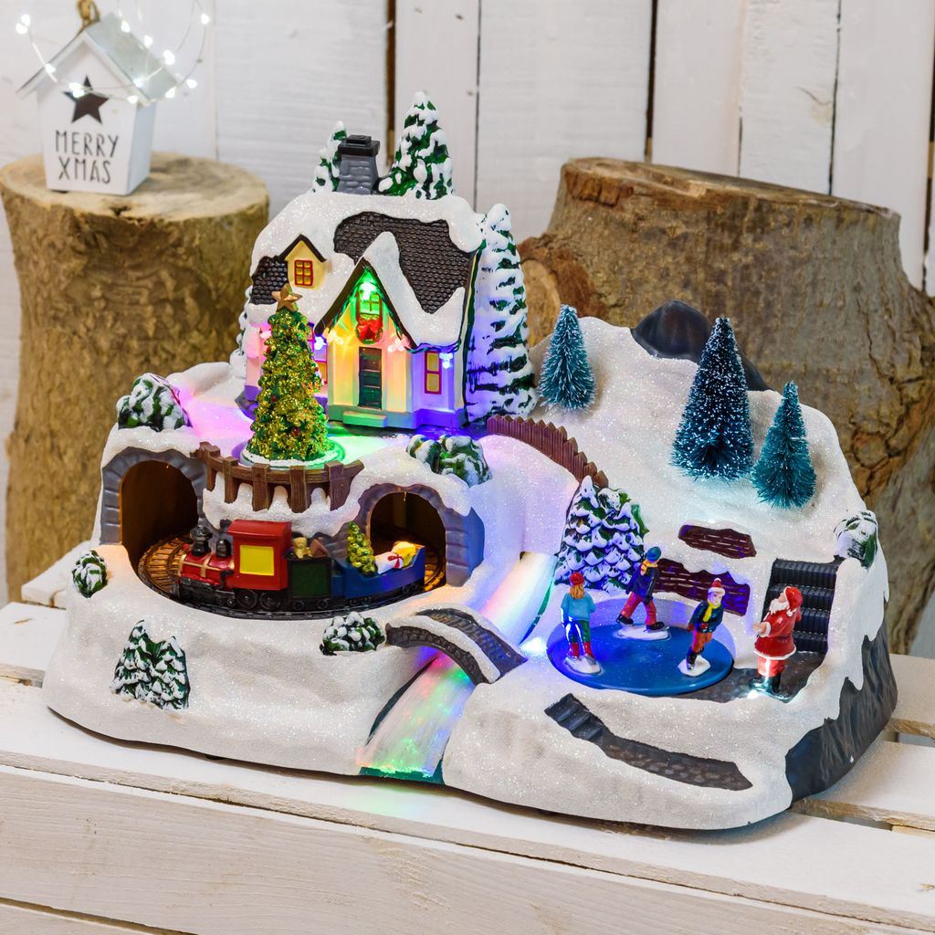 Enchanted Forest LED Christmas Scene | Light-up Village with Movement - 37cm LED Light - Tophatter Daily Deals