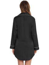 Button Up Lapel Collar Night Dress with Pocket Sleep Dresses - Tophatter Daily Deals