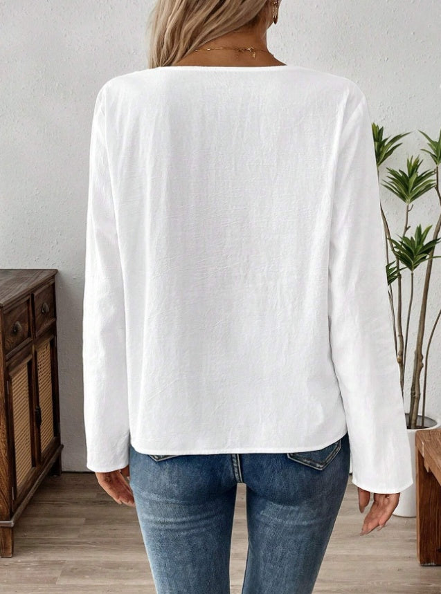 Lightweight Women Long Sleeve Top - Asymmetrical Button 3D Changing Face Moving Picture Frame - Tophatter Daily Deals