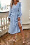 Smocked Surplice Flounce Sleeve Dress Casual Dresses - Tophatter Daily Deals