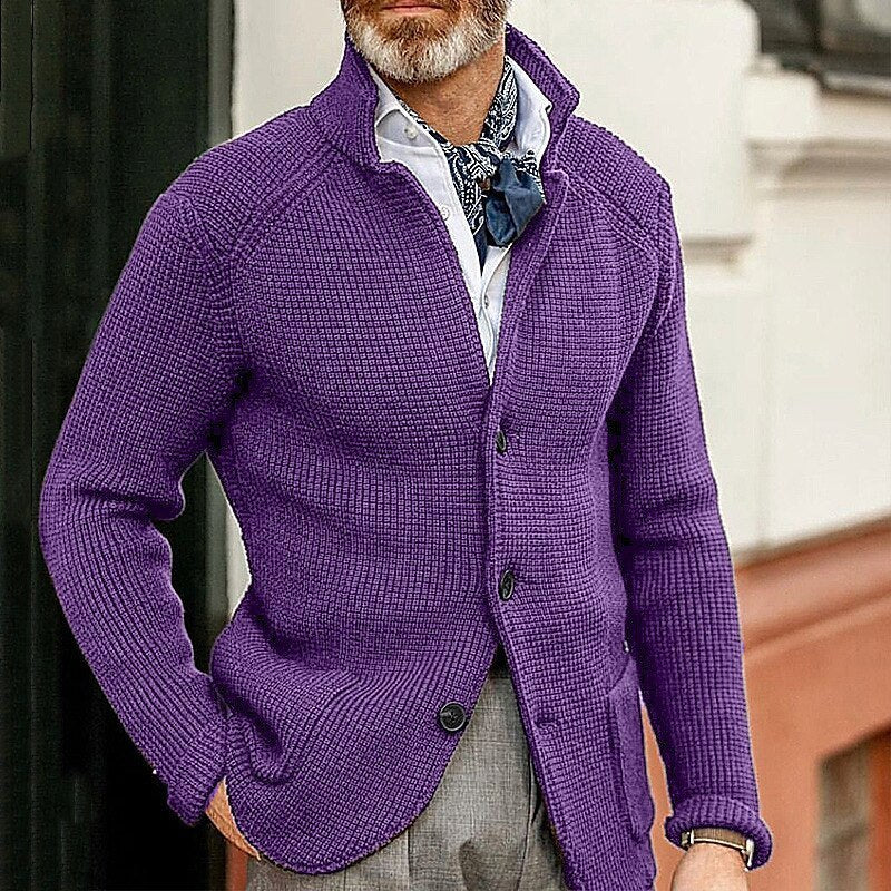 Warm Men's Cardigan - Stand Up Collar, Knitted, Commute 3D Changing Face Moving Picture Frame - Tophatter Daily Deals