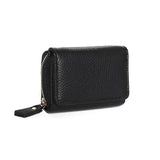 Small Pebbled Leather Trifold Wallet with Zip Coin Pocket Black Handbags & Wallets - Tophatter Daily Deals