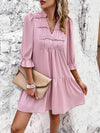 Ruched Notched Flounce Sleeve Dress Casual Dresses - Tophatter Daily Deals