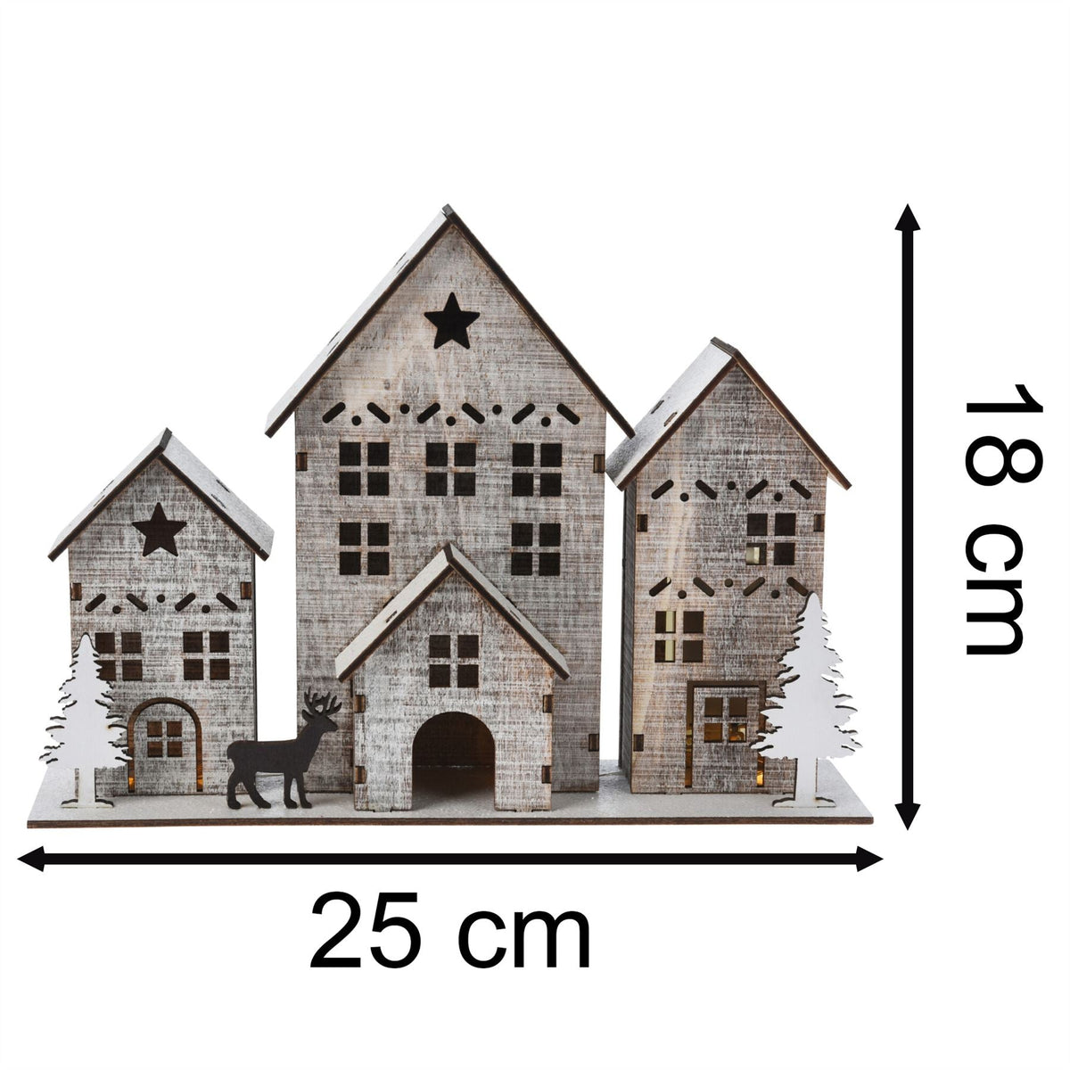 LED Wooden Christmas Scene | Light Up House Christmas Village Ornament - 18x25cm LED Light - Tophatter Daily Deals