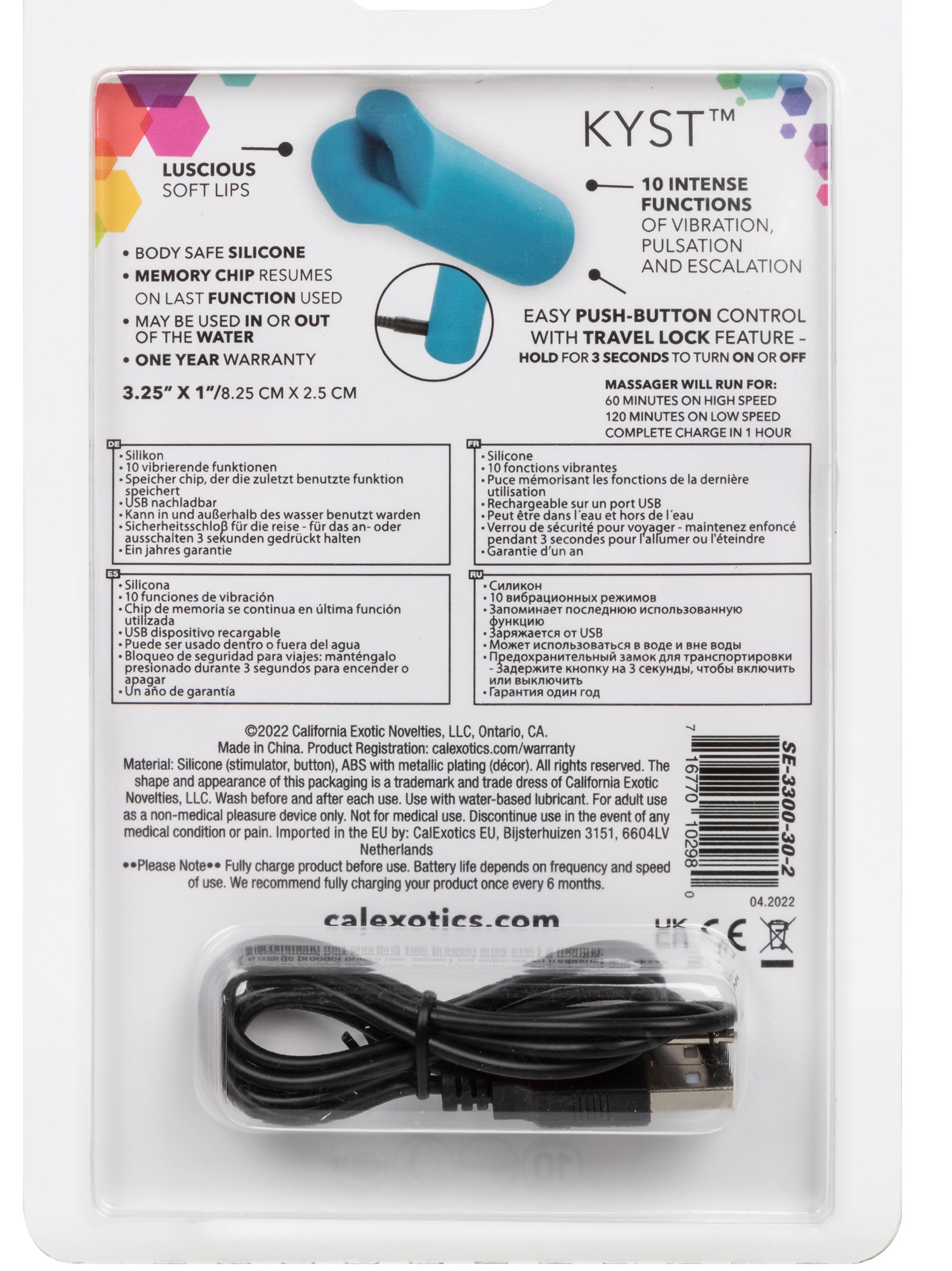 Kyst Lips Mini Massager Blue Silicone Bullet with 10 Vibration Functions and Rechargeable > Vibrators > Mini Vibrators - Tophatter Daily Deals