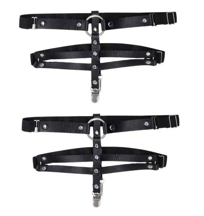 Shadow Garters – Faux Leather Garter Straps with Silver Hardware > Clothes > Hosiery > Garterbelt Sets - Tophatter Daily Deals