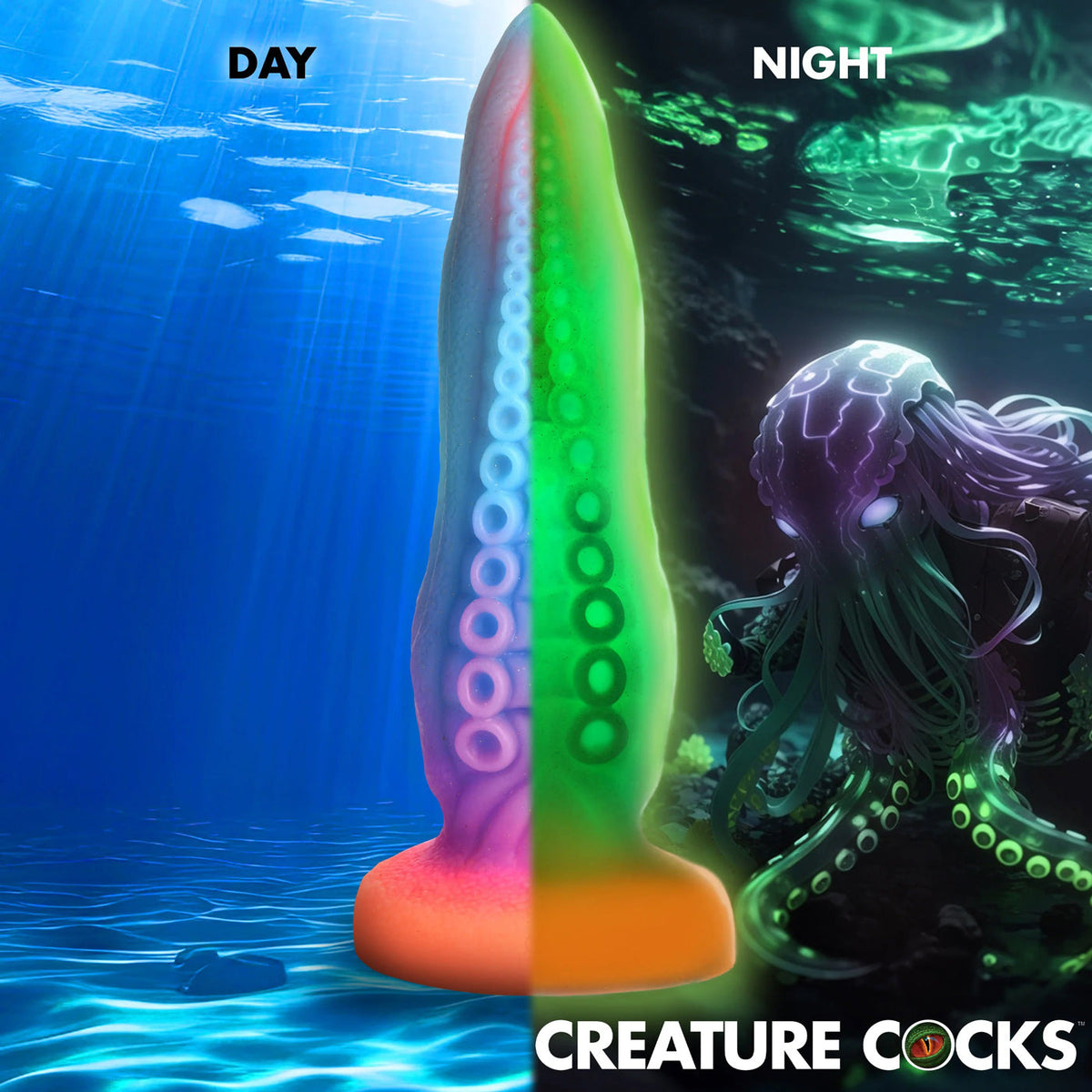 Creature Cocks Tenta Cock Glow In The Dark – Textured Dildo > Dildos > Fantasy - Tophatter Daily Deals