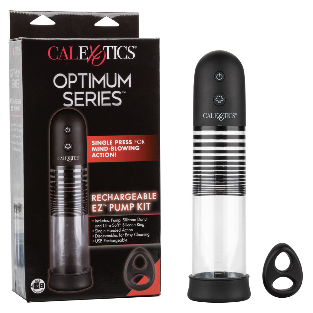 Optimum Series EZ Pump Kit with Ultra-Soft Dual Silicone Ring, Black and Clear > Pumps > Penis Pumps Electric - Tophatter Daily Deals
