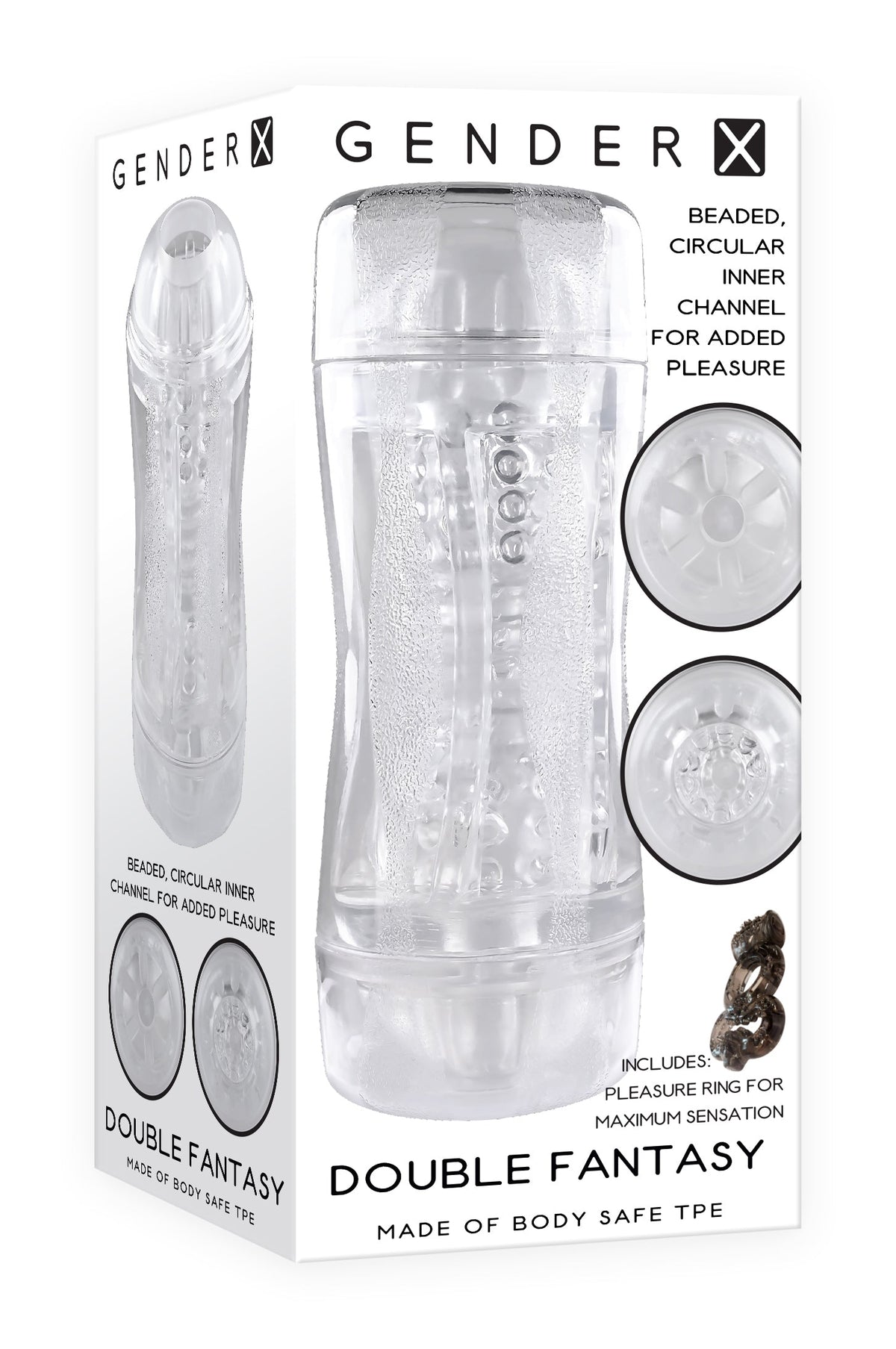 Gender X Double Fantasy – Dual-Ended Transparent Stroker > Sex Toys For Men > Masturbators Cup - Tophatter Daily Deals