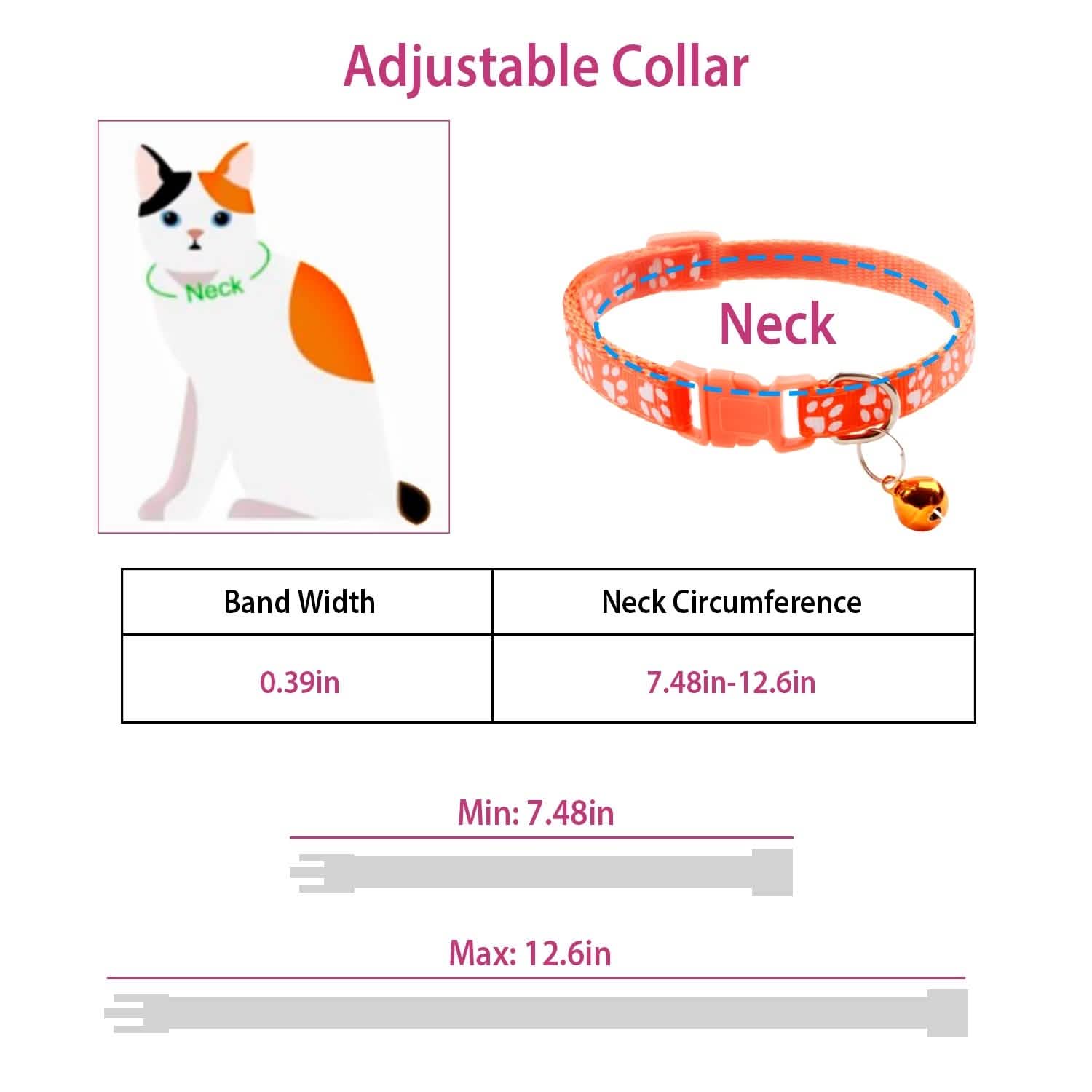 Ca2-Pack: Adjustable Kitten Collar with Bell Name Tag Pet Supplies - Tophatter Daily Deals
