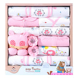 18 Piece Cotton Newborn Clothes Gift Box Set Bear Pink 59cm 0 - Tophatter Daily Deals