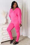 Basic Bae Full Size V-Neck Soft Rayon Long Sleeve Top and Pants Lounge Set Loungewear Sets - Tophatter Daily Deals