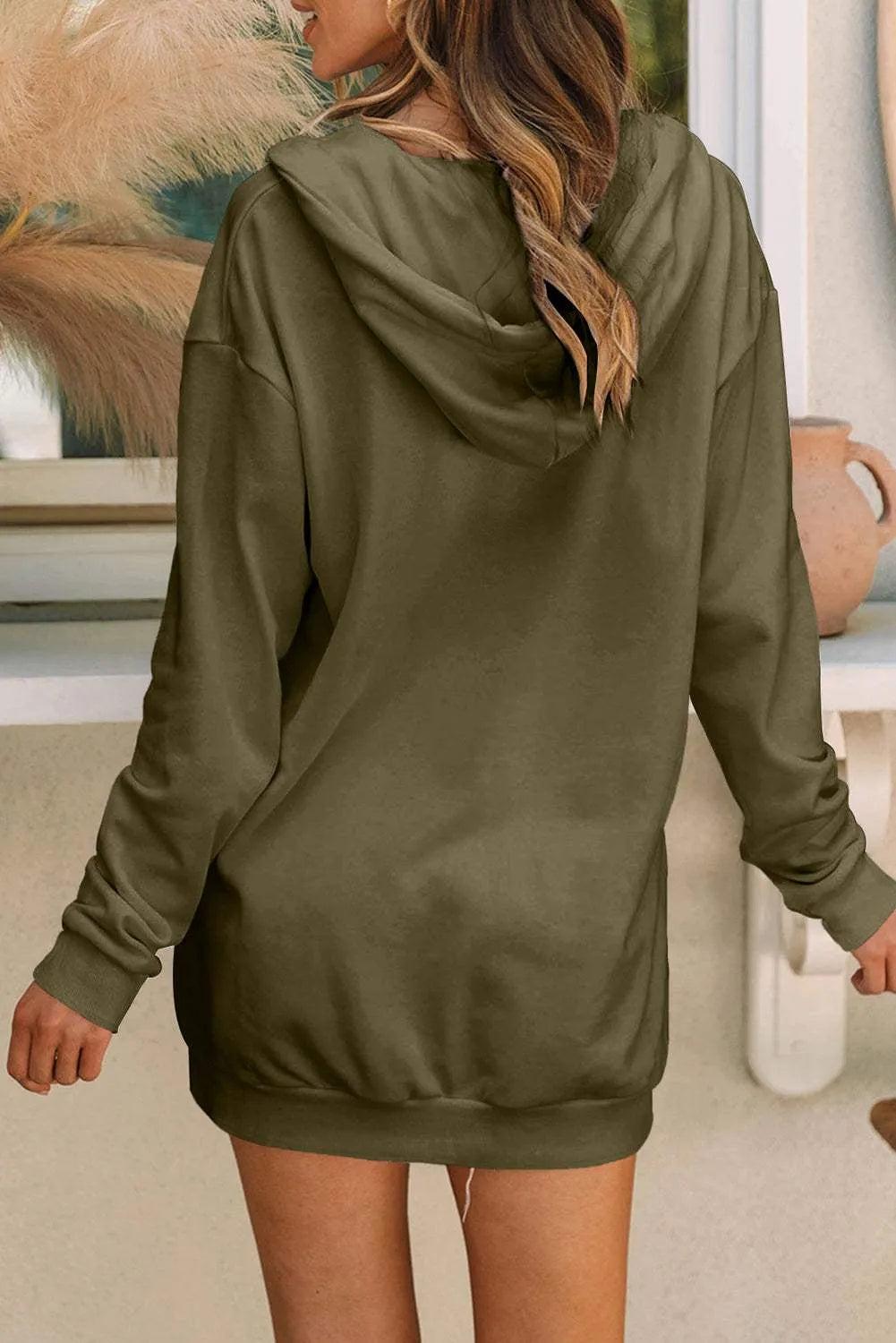 Drawstring Half Zip Hooded Dress Casual Dresses - Tophatter Daily Deals