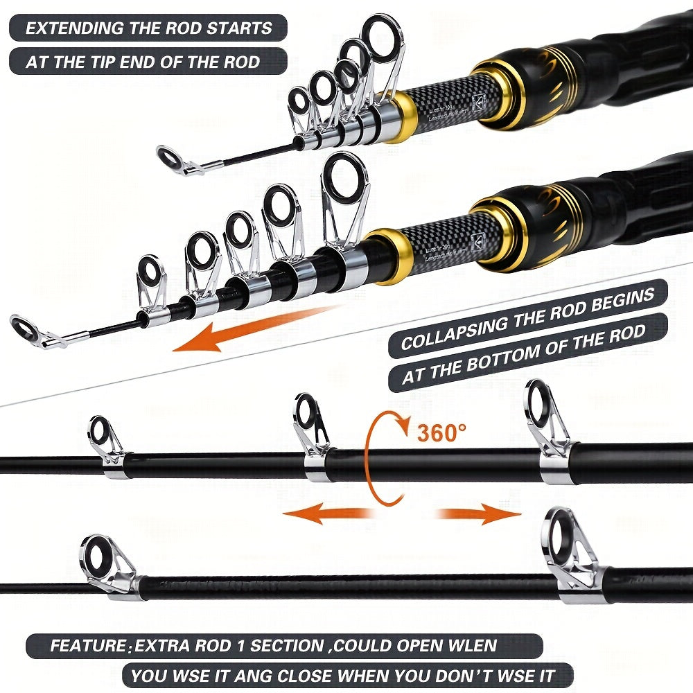 Fishing Rod Reel Combo Kit with Lures and Bag Outdoor > Fishing - Tophatter Daily Deals