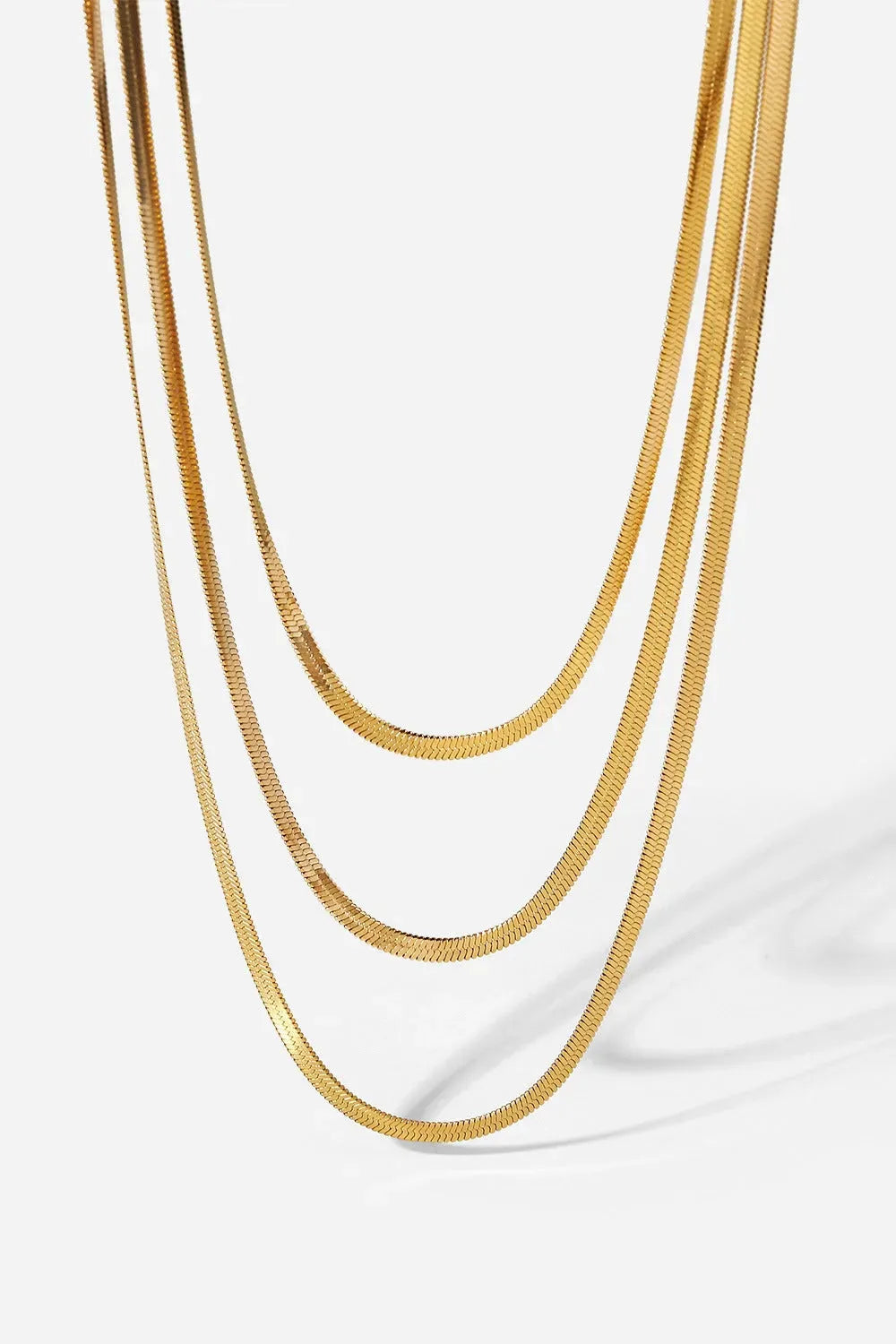 Triple-Layered Snake Chain Necklace Gold One Size Necklaces - Tophatter Daily Deals