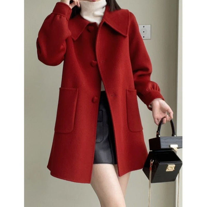 Warm Classic Women’s Wool Coat - Slim A Line, Wool For Fall Red 3D Changing Face Moving Picture Frame - Tophatter Daily Deals