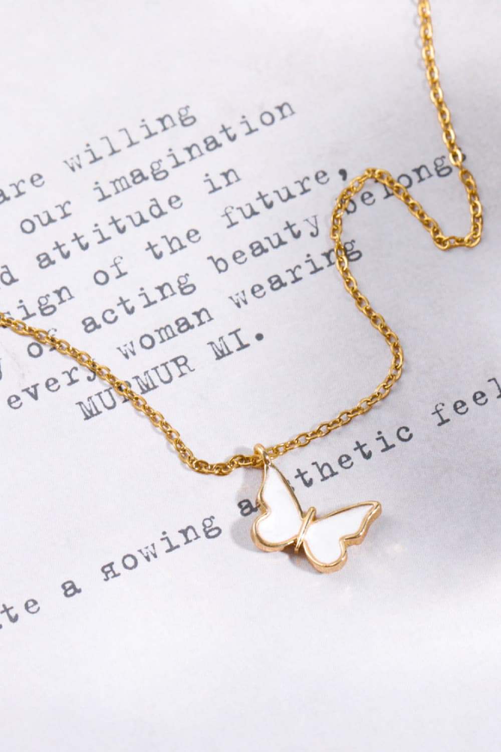 Butterfly Pendant Copper 14K Gold-Plated Necklace Necklaces - Tophatter Daily Deals