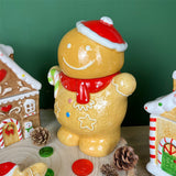 Gingerbread Boy Christmas Storage Jar | Festive Ceramic Kitchen Cookie Jar 18cm Jar - Tophatter Daily Deals