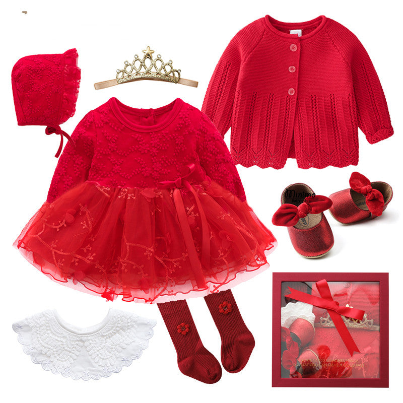 Baby Products Set Newborn Gift Box Full Moon Gift Red 0 - Tophatter Daily Deals