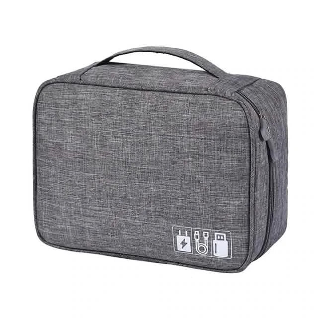 Cable Storage Bag Waterproof Digital Electronic Organizer Gray Storage & Organization - Tophatter Daily Deals