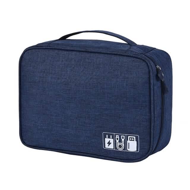 Cable Storage Bag Waterproof Digital Electronic Organizer Navy Storage & Organization - Tophatter Daily Deals