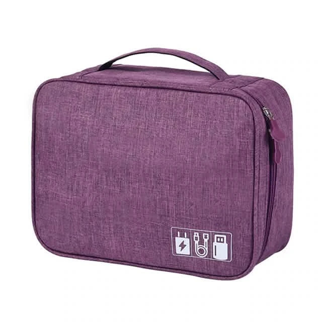 Cable Storage Bag Waterproof Digital Electronic Organizer Purple Storage & Organization - Tophatter Daily Deals