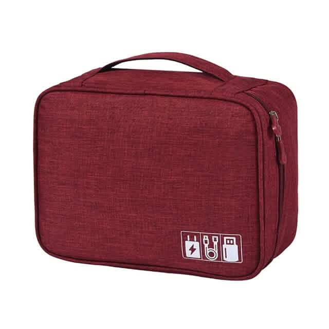 Cable Storage Bag Waterproof Digital Electronic Organizer Red Storage & Organization - Tophatter Daily Deals