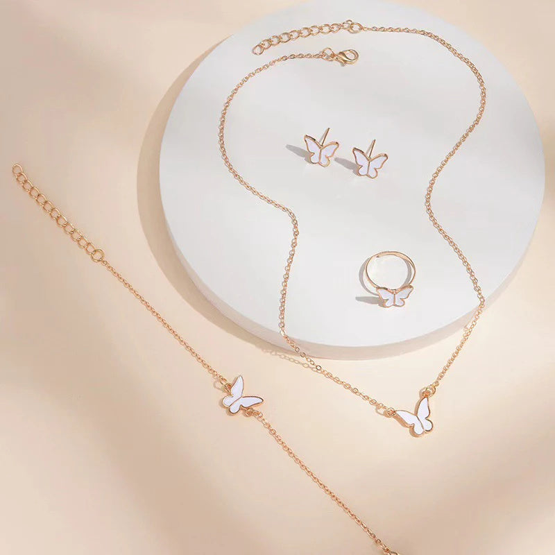 5PCS Fashion Butterfly Pendants Necklace Earrings Ring Bracelet Sets For Women Jewelry Set Bridal Wedding Jewelry Gift 0 - Tophatter Daily Deals