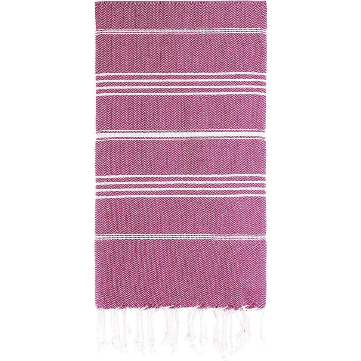 Cacala Pure Series Lightweight 100% Turkish Cotton Super Soft Peshtemal Luxury Bath Towel Fuchsia Bath - Tophatter Daily Deals