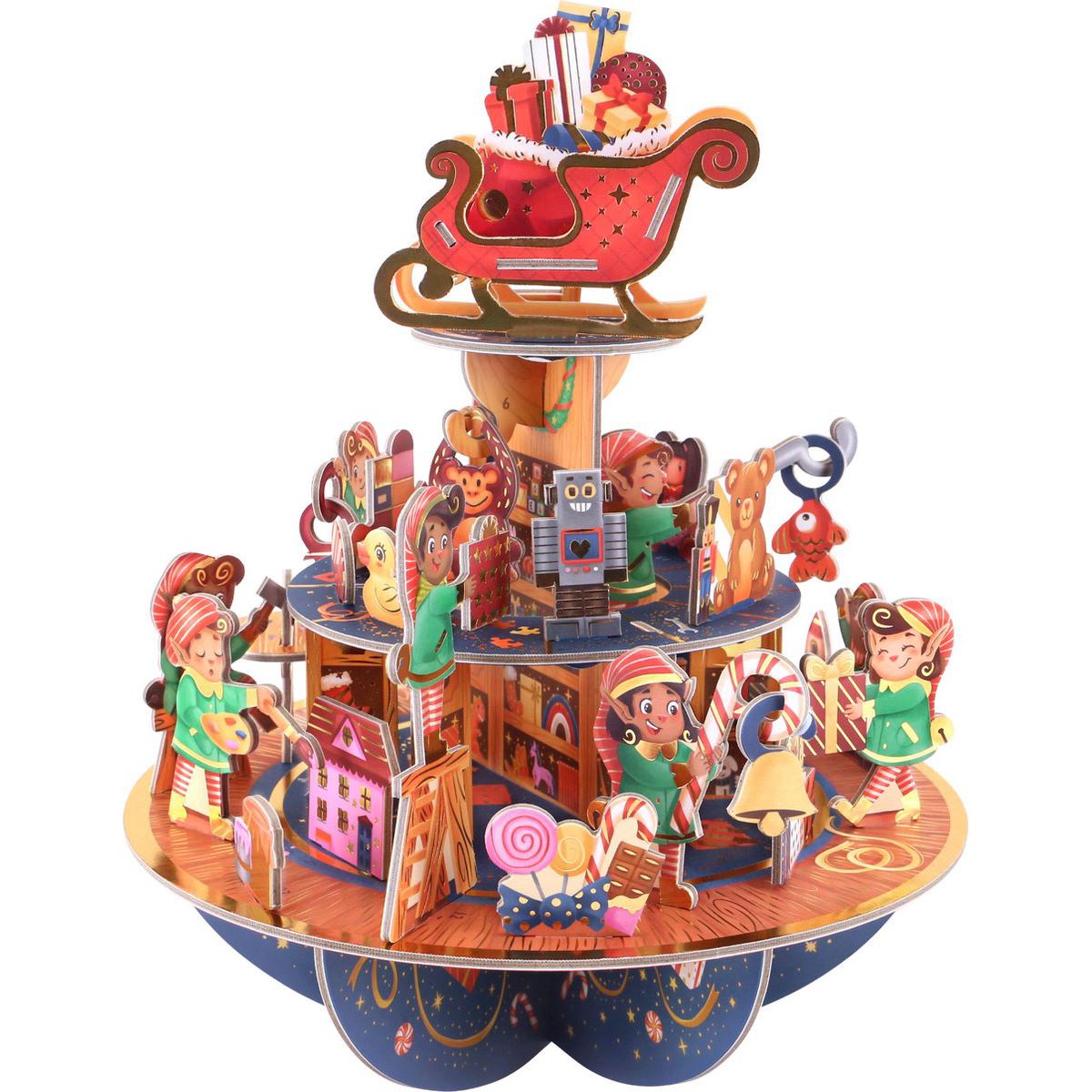 3D Elf Workshop Christmas Advent Calendar | Pop-Up Pirouette Countdown Calendar Advent Calendar - Tophatter Daily Deals