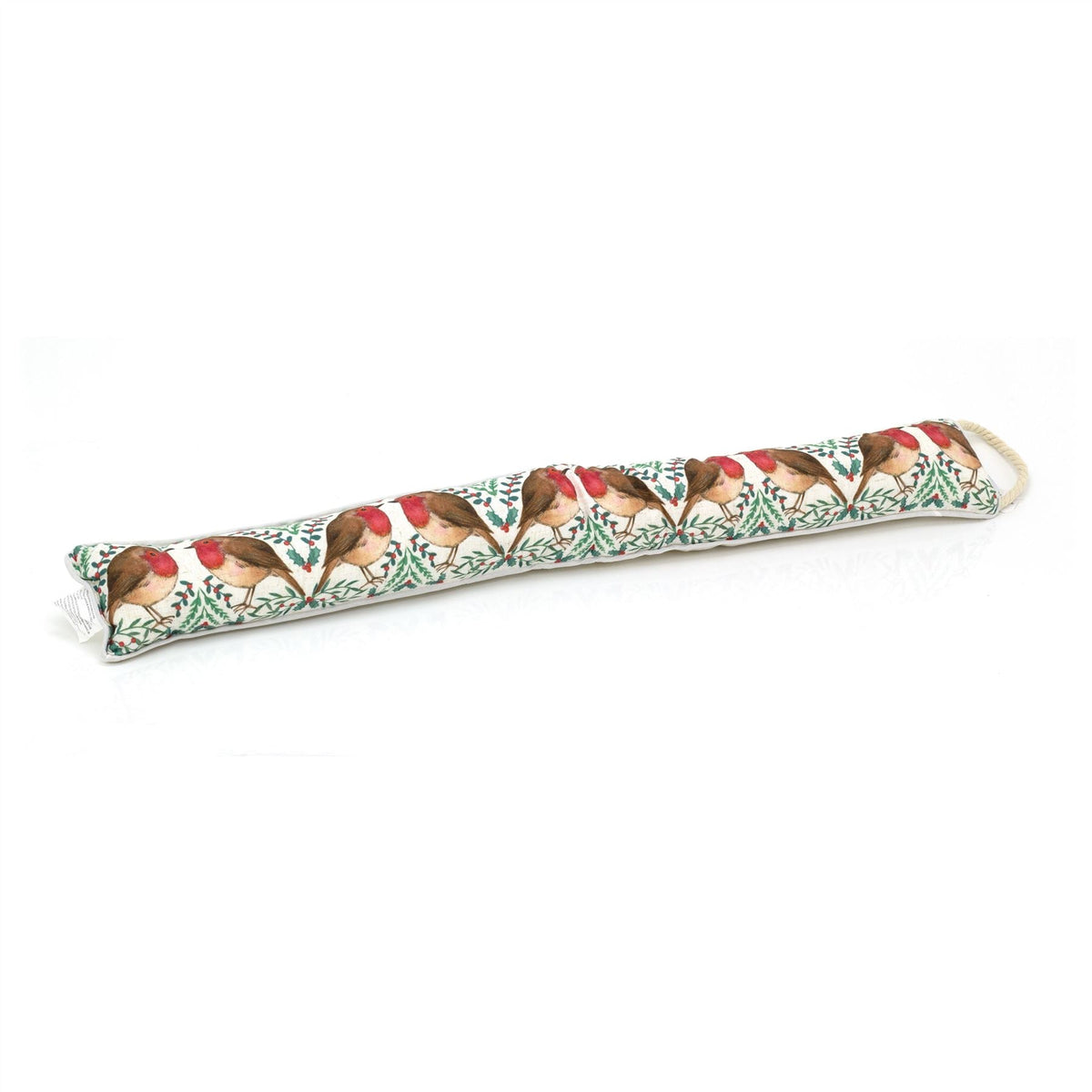 94cm Christmas Robin And Holly Fabric Draught Excluder For Doors | Winter Active Excluder Door Cushion | Festive Holly & Ivy Active Insulator Door Draught Cushion Draught Excluder - Tophatter Daily Deals