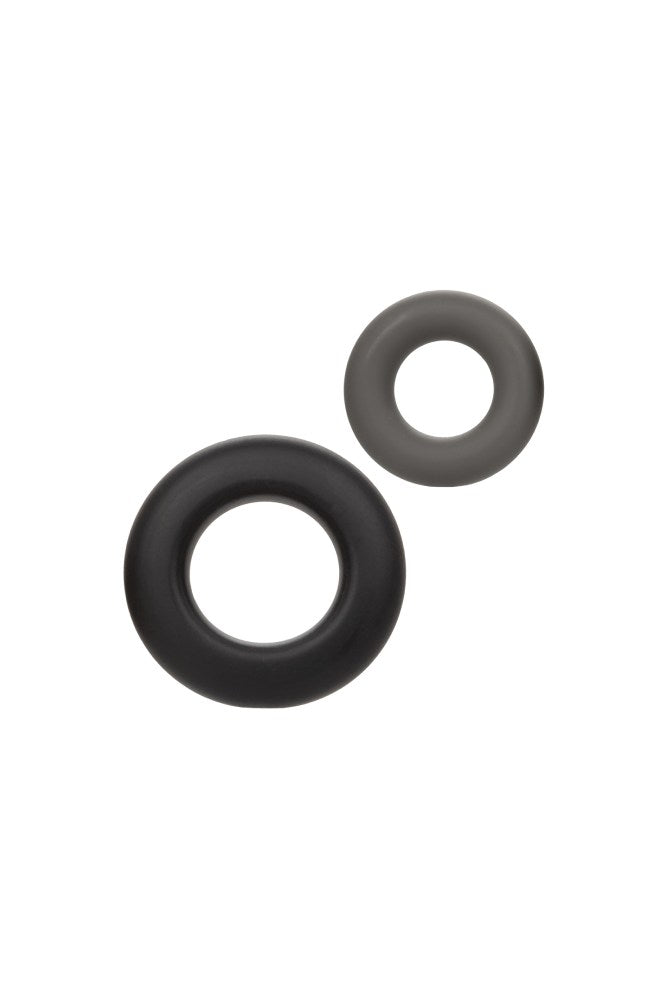 Cal Exotics - Alpha - Liquid Silicone Prolong Cock Rings 2pc Set - Black Sex Toy - Tophatter Daily Deals