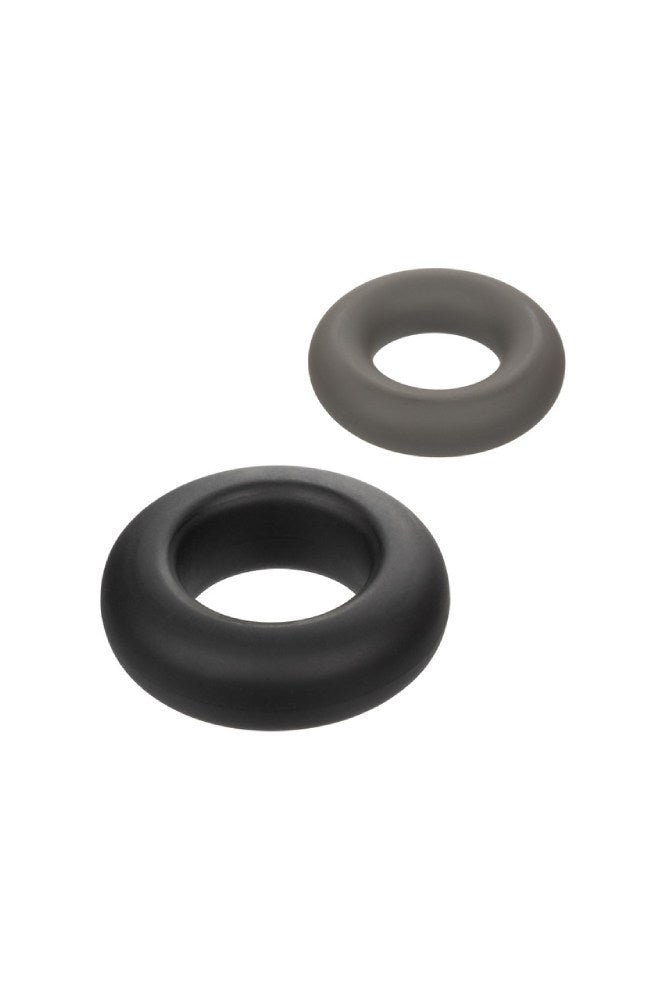 Cal Exotics - Alpha - Liquid Silicone Prolong Cock Rings 2pc Set - Black Sex Toy - Tophatter Daily Deals