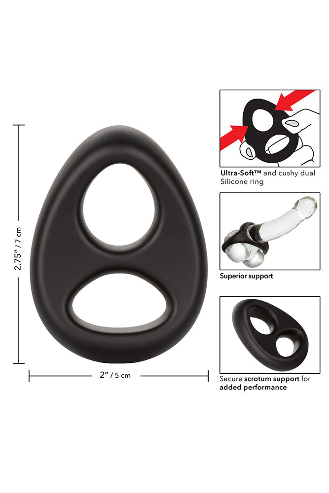 Cal Exotics - Ultra Soft Dual Cock Ring - Black Sex Toy - Tophatter Daily Deals
