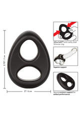 Cal Exotics - Ultra Soft Dual Cock Ring - Black Sex Toy - Tophatter Daily Deals