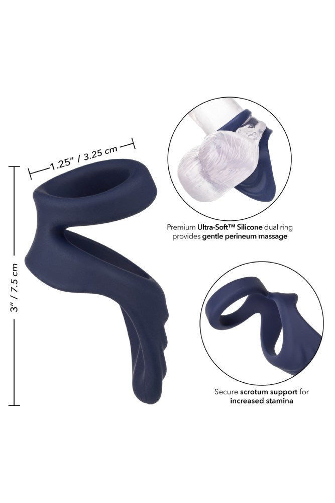 Cal Exotics - Viceroy - Perineum Dual Cock Ring - Blue Sex Toy - Tophatter Daily Deals