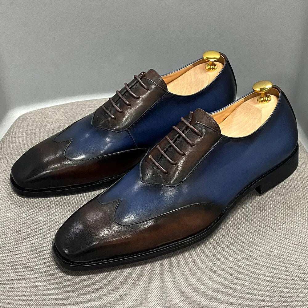 Calfskin Handmade Business Office Lace-up Mens Dress Shoes Men Shoes - Tophatter Daily Deals