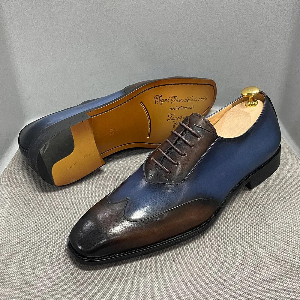 Calfskin Handmade Business Office Lace-up Mens Dress Shoes Men Shoes - Tophatter Daily Deals