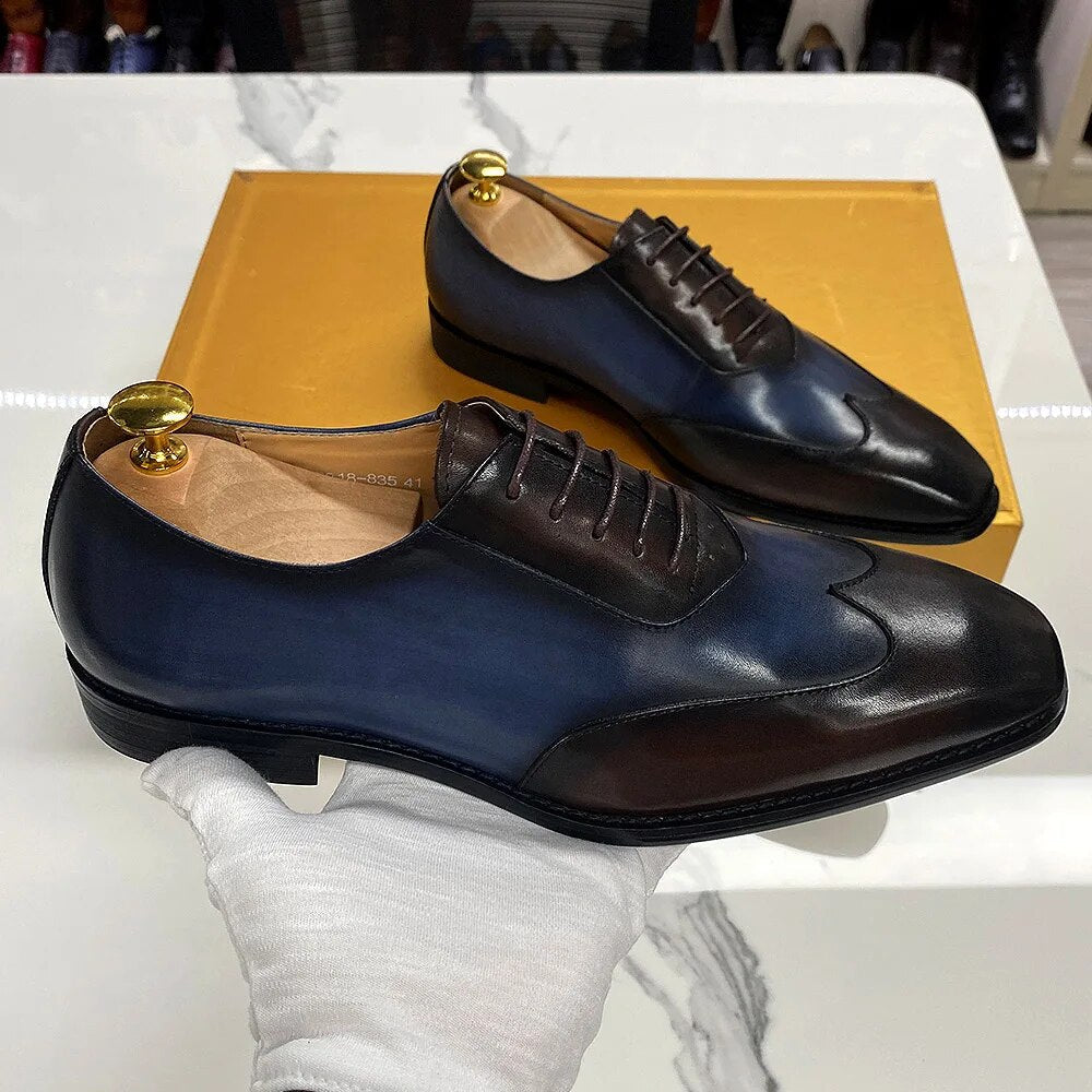 Calfskin Handmade Business Office Lace-up Mens Dress Shoes Men Shoes - Tophatter Daily Deals