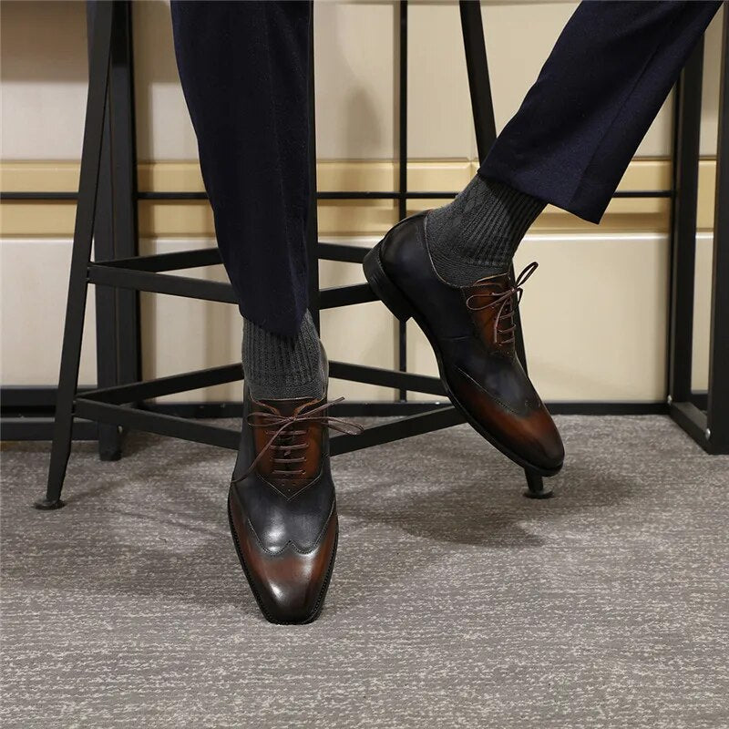Calfskin Handmade Business Office Lace-up Mens Dress Shoes Men Shoes - Tophatter Daily Deals