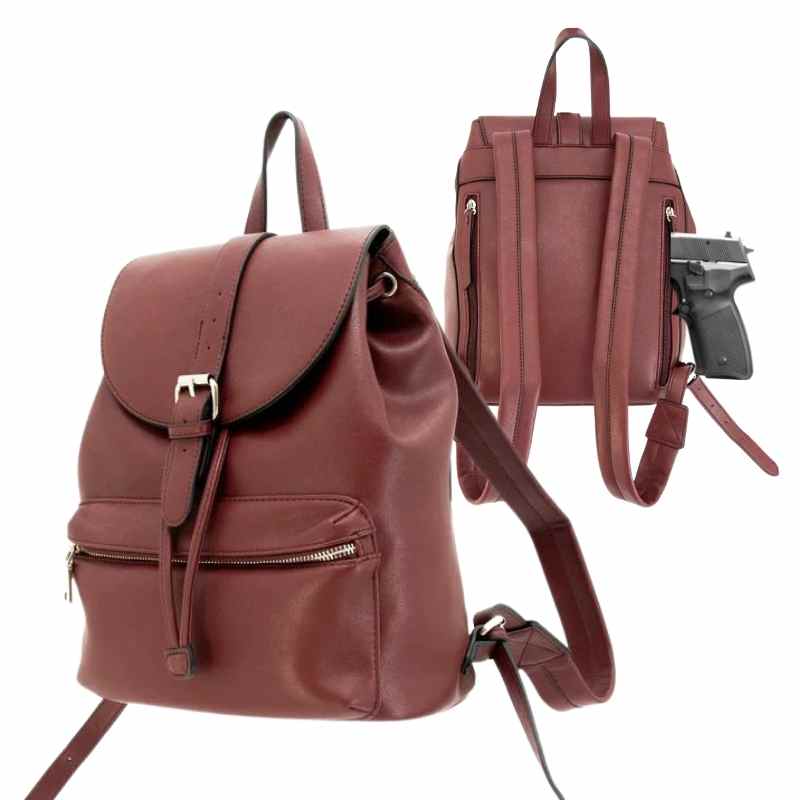 Cameleon® Amelia Concealed Carry Backpack Purse Maroon Handgun Purses - Tophatter Daily Deals