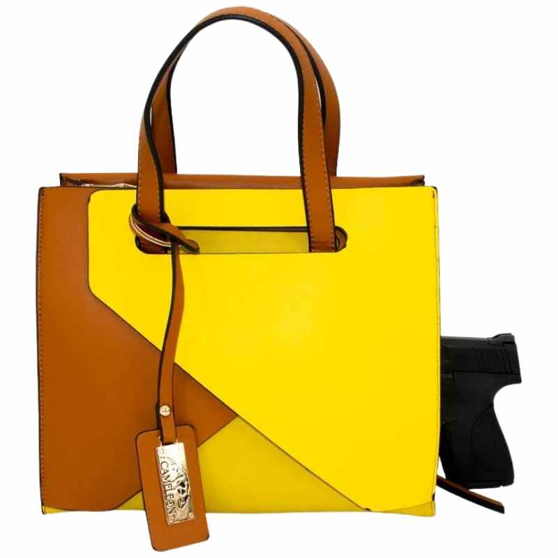 Cameleon® Mia Conceal Carry Handbag with Crossbody Strap Yellow Handgun Purses - Tophatter Daily Deals