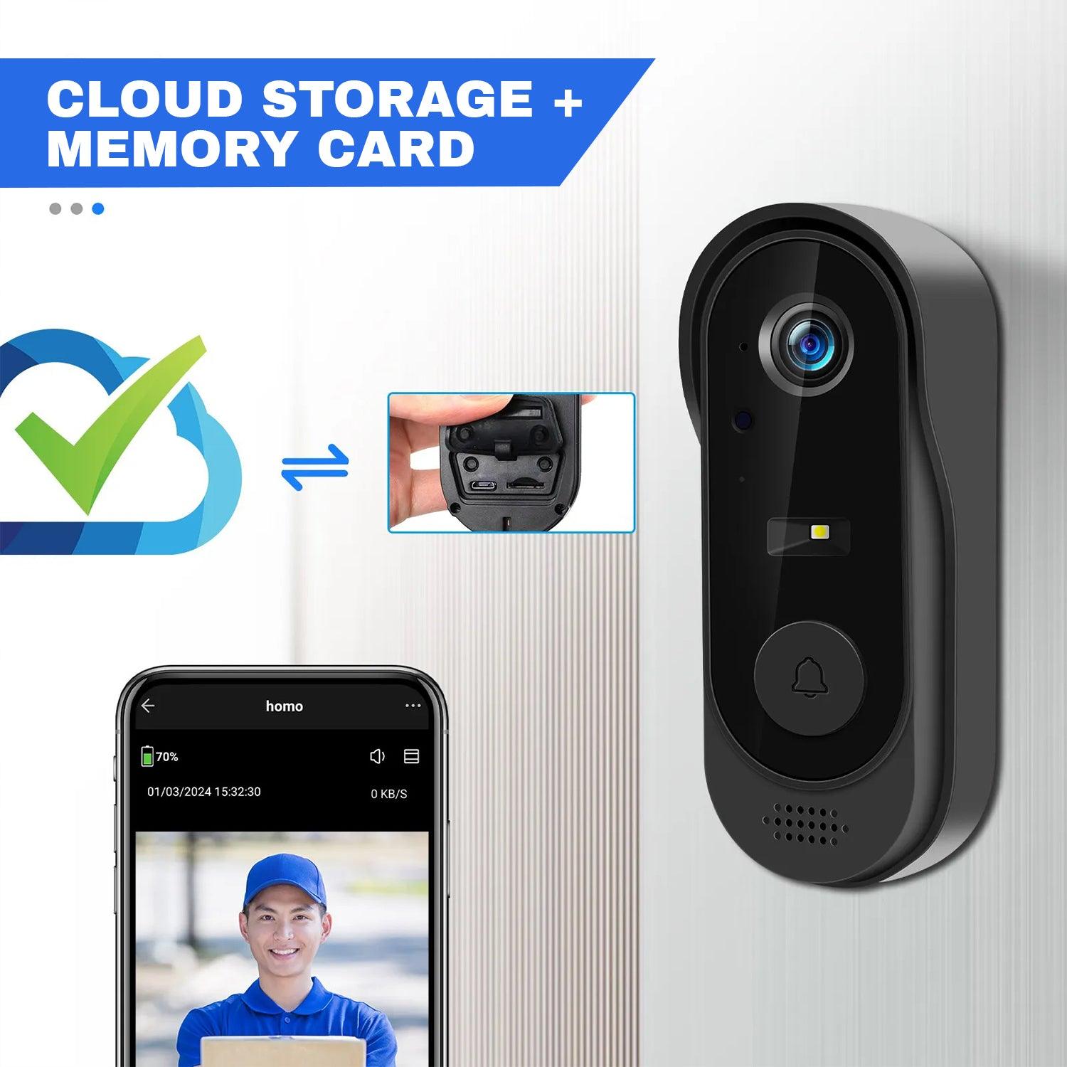 Wifi Video Doorbell - Smart Wireless Security Ring Phone Camera Door Bell Intercom HD Advanced Motion Detection Security Camera Bell Home - Tophatter Daily Deals