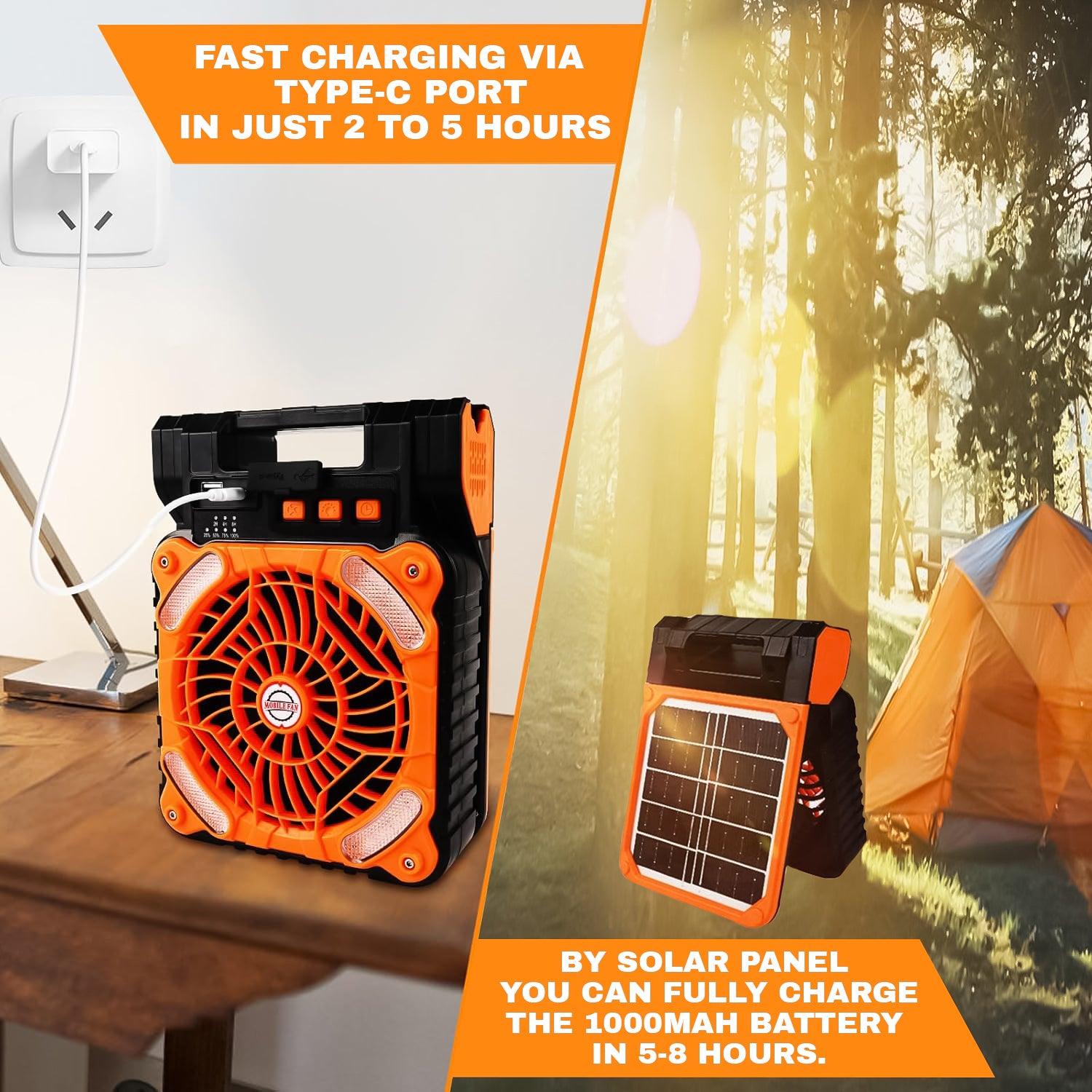 Rechargeable Camping Fan - 20000Mah Solar Powered Portable Fan with LED Lantern, 3 Speeds Cord Sports & Outdoor - Tophatter Daily Deals