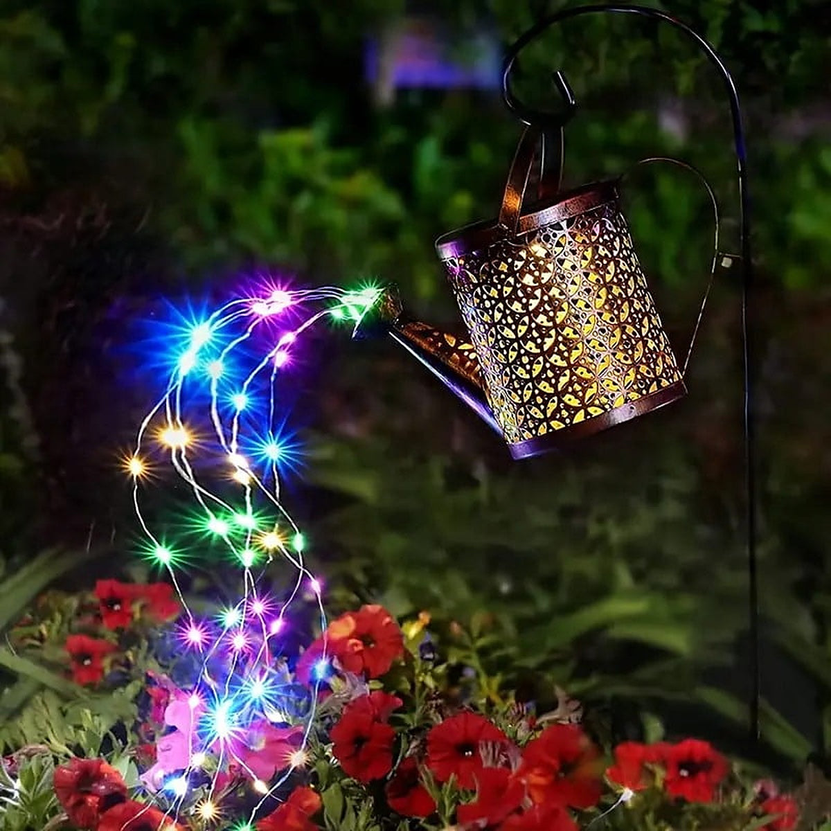 Solar Watering Can String Light with 60 LEDs, Color Changing Multicolor LED String Lights - Tophatter Daily Deals