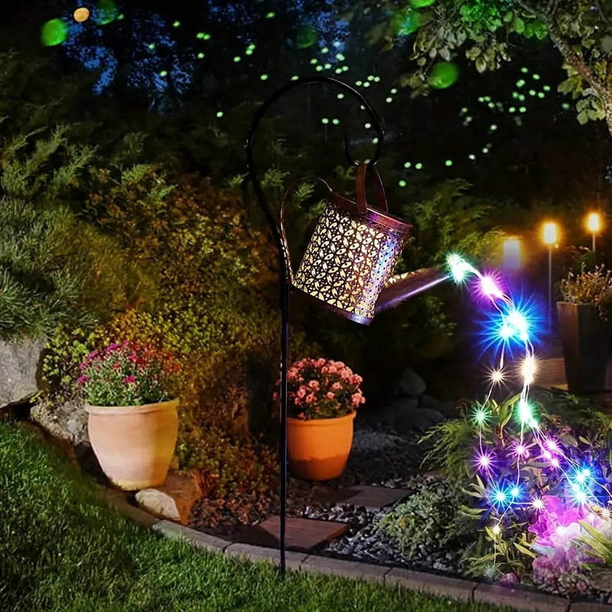 Solar Watering Can String Light with 60 LEDs, Color Changing Multicolor LED String Lights - Tophatter Daily Deals