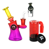 Candy Craze Dab Rig, Oil Reclaimer, & Carb Cap Bundle Fruit Punch Transparent Red Glass Sale Bundles - Tophatter Daily Deals