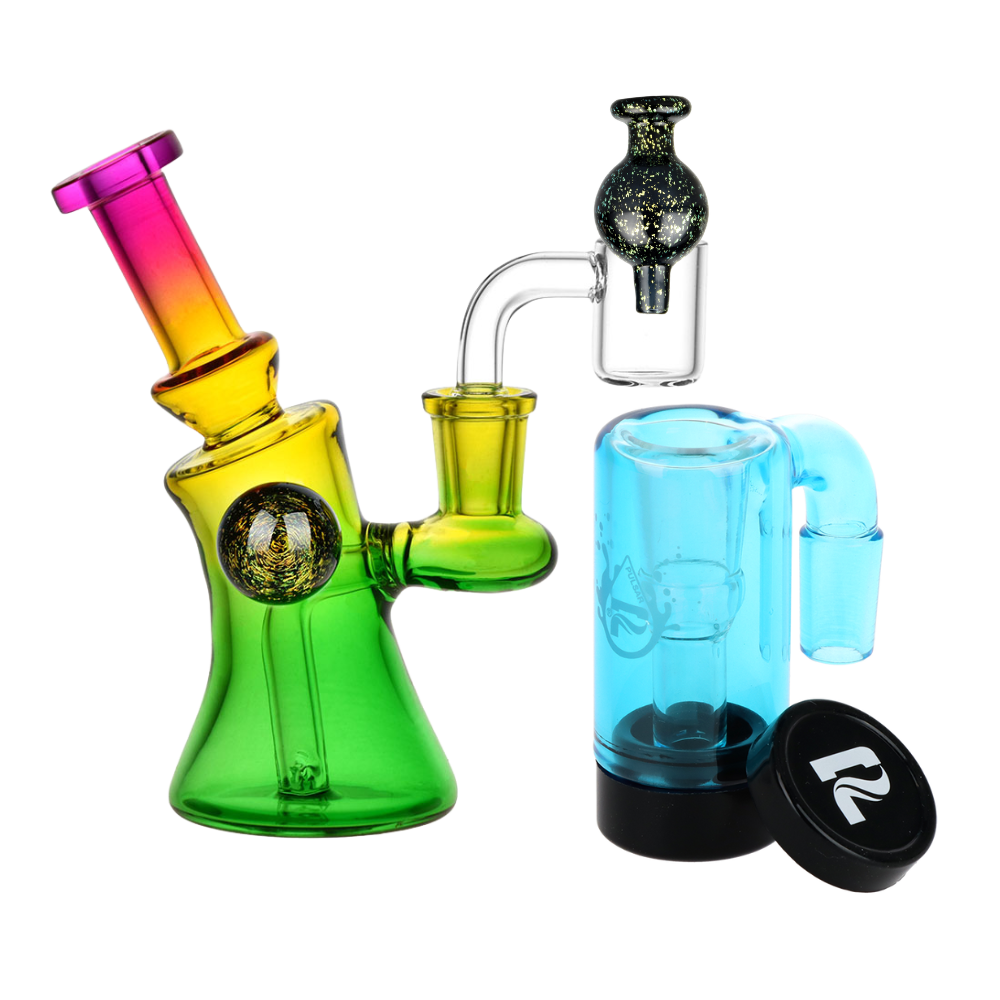 Candy Craze Dab Rig, Oil Reclaimer, & Carb Cap Bundle Gummy Bear Transparent Blue Glass Sale Bundles - Tophatter Daily Deals