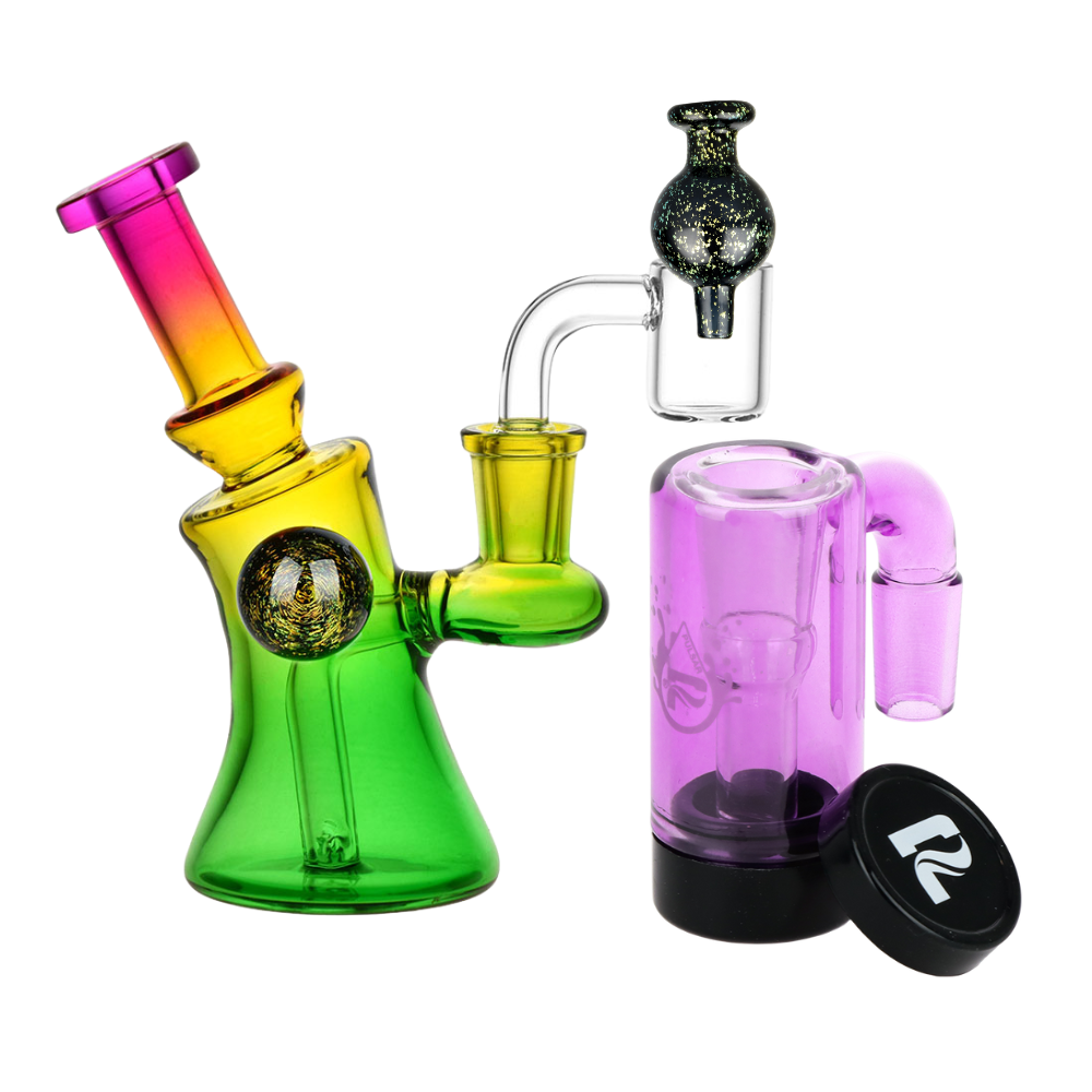 Candy Craze Dab Rig, Oil Reclaimer, & Carb Cap Bundle Gummy Bear Transparent Purple Glass Sale Bundles - Tophatter Daily Deals