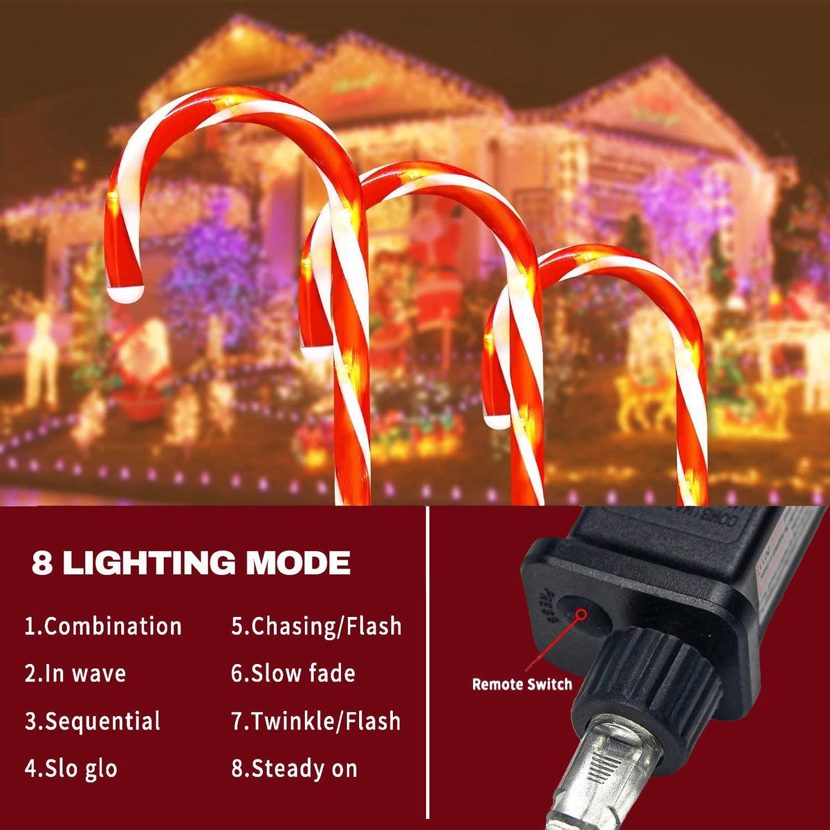 Outdoor Candy Cane Lights - 12pcs 53cm LED Light Up Candy Cane Outdoor Christmas Stick Light Christmas - Tophatter Daily Deals